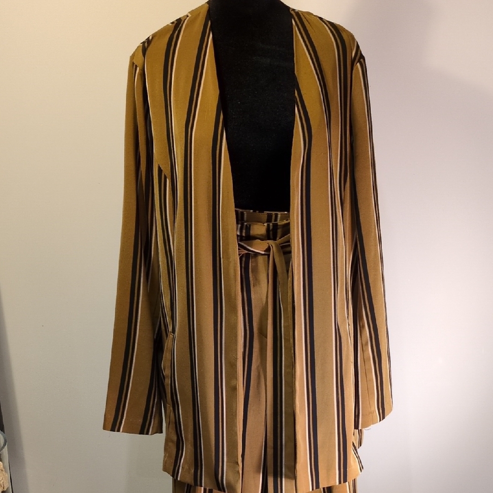 Dynamite Tan and Black Striped Blazer